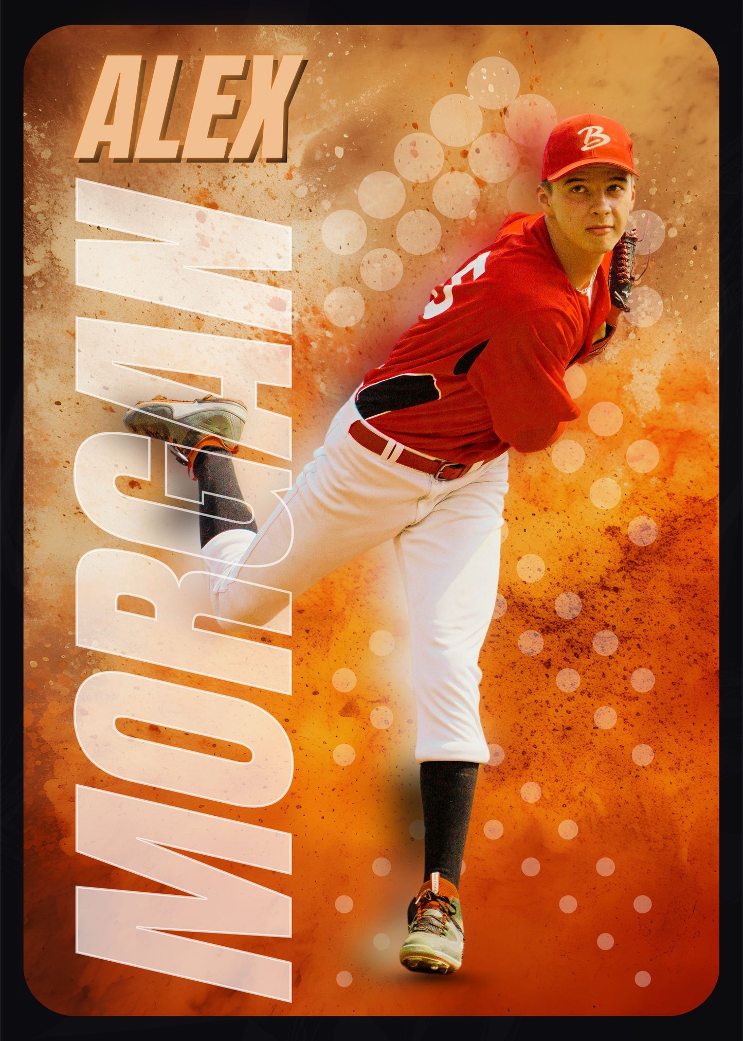 Baseball Card Canva Poster Template (Orange)