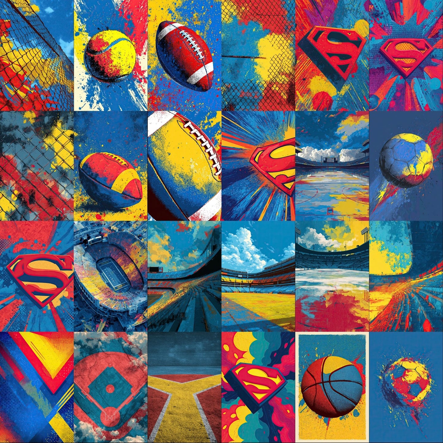 50 Comic Superhero Sports Background Bundle