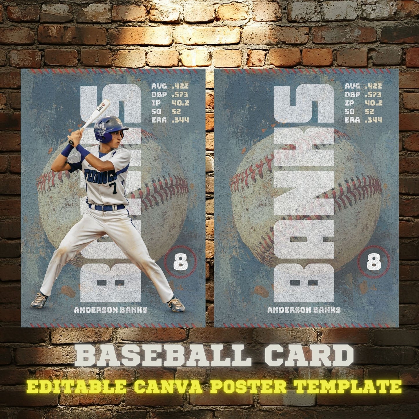 Baseball Card Canva Poster Template (Vintage Design)