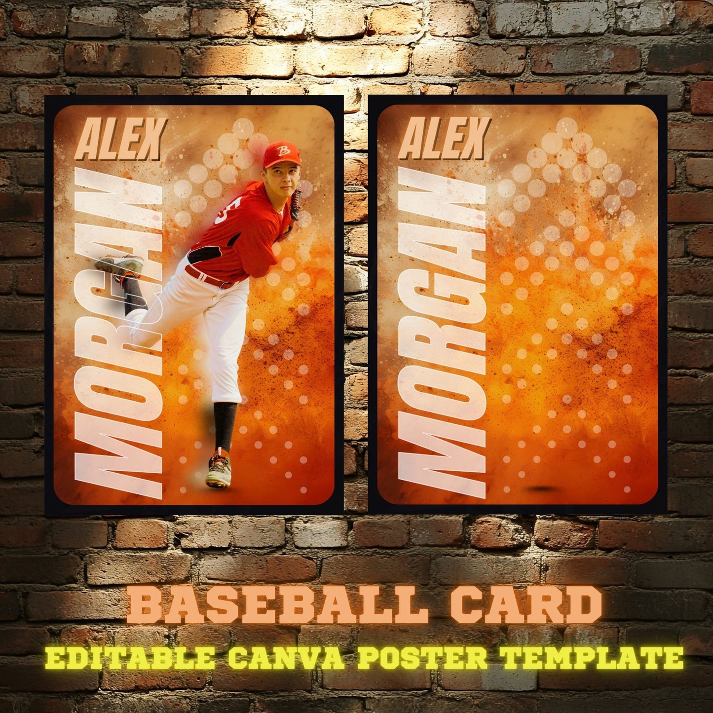 Baseball Card Canva Poster Template (Orange)