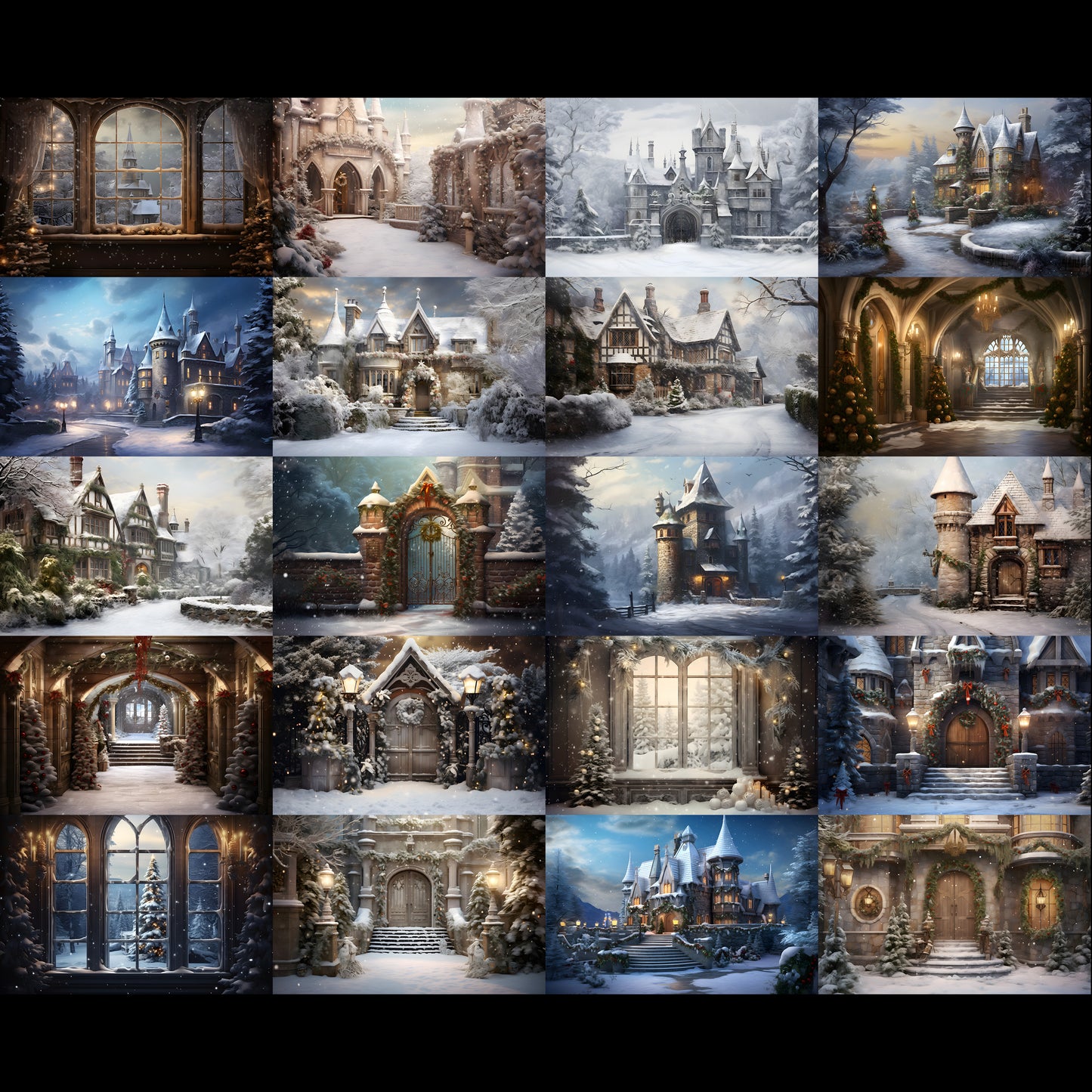 50 Christmas Castle Background Bundle