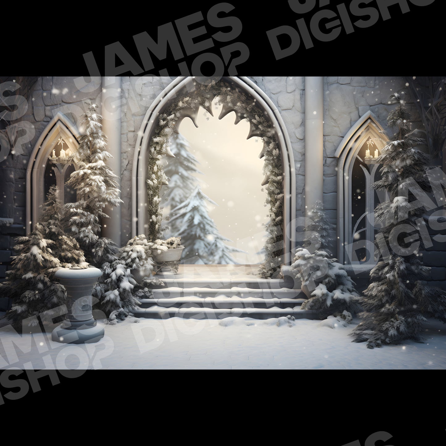 50 Christmas Castle Background Bundle
