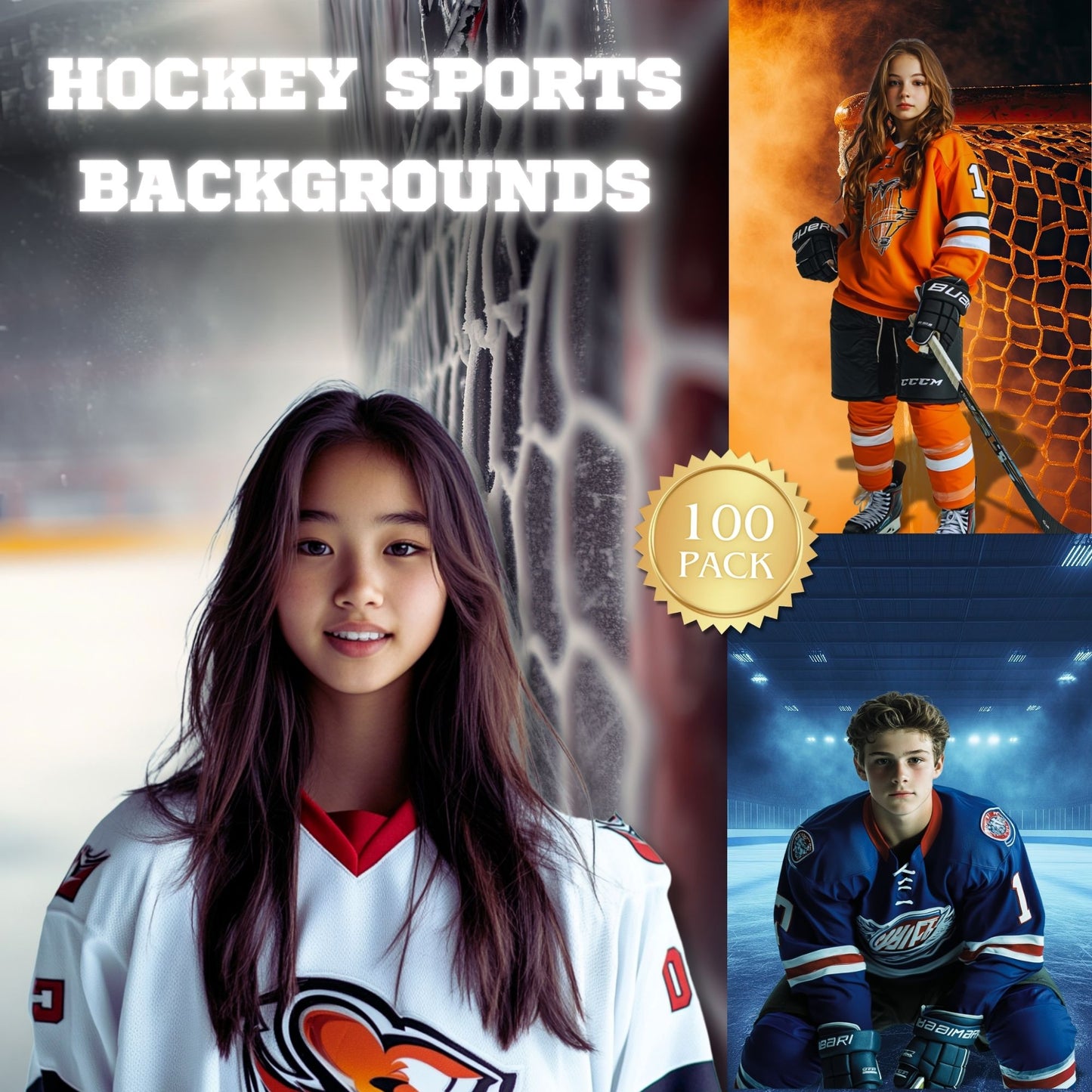 100 Hockey Sports Background Bundle