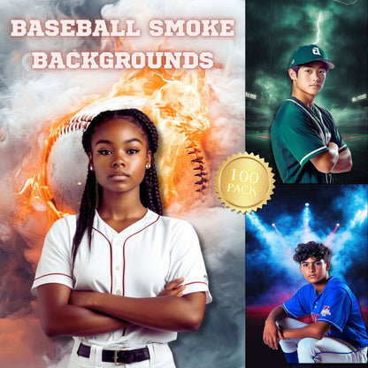 100 Baseball Smoke Sports Background Bundle