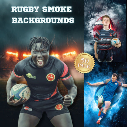 50 Rugby Smoke Sports Background Bundle