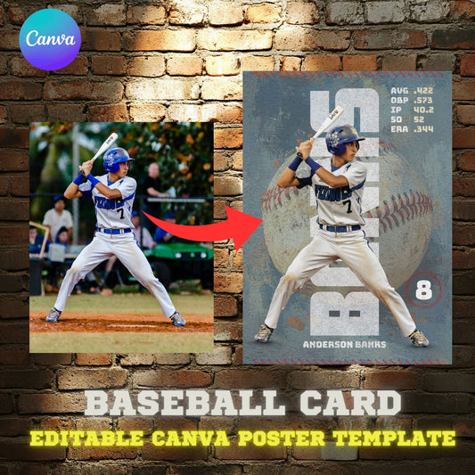 Baseball Card Canva Poster Template (Vintage Design)