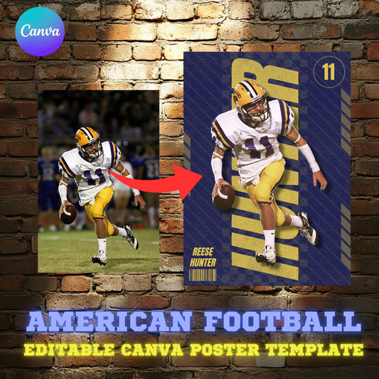 American Football Canva Poster Template (Blue)