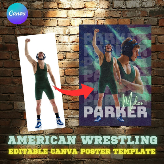 American Wrestling Canva Poster Template
