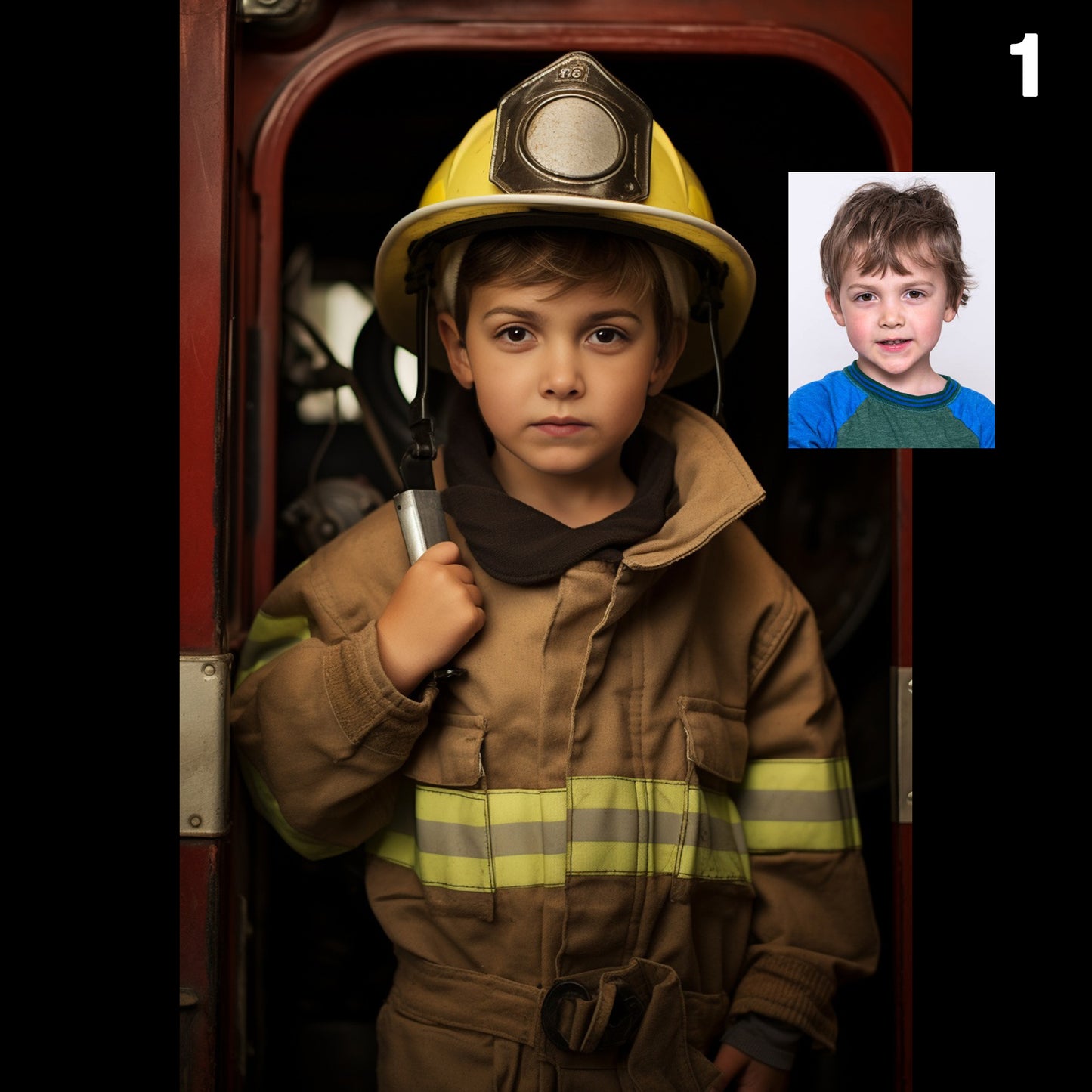 Boy Fireman Policeman Custom Portrait