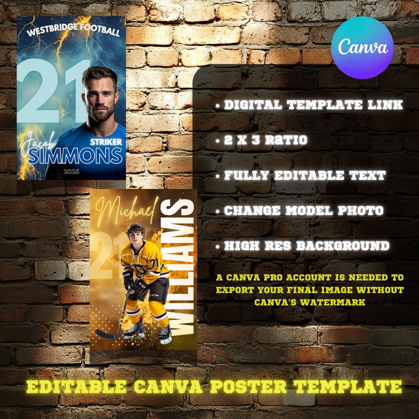 8 Pack Sports Bundle Canva Poster Template