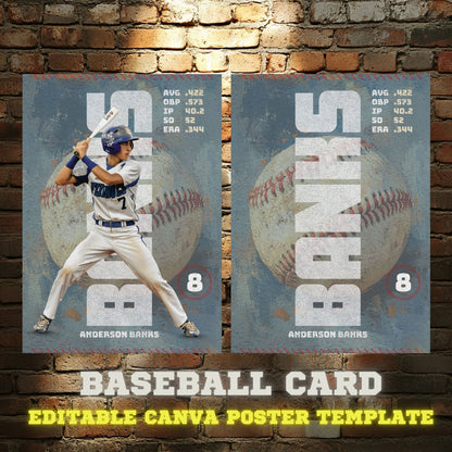 Baseball Card Canva Poster Template (Vintage Design)
