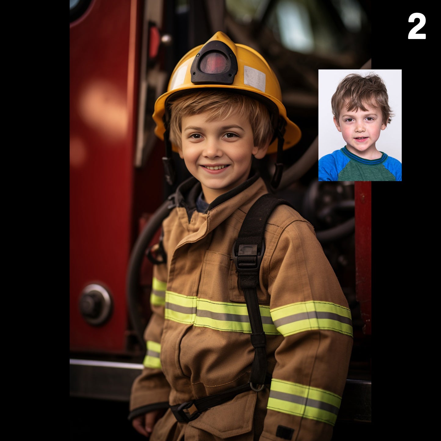 Boy Fireman Policeman Custom Portrait