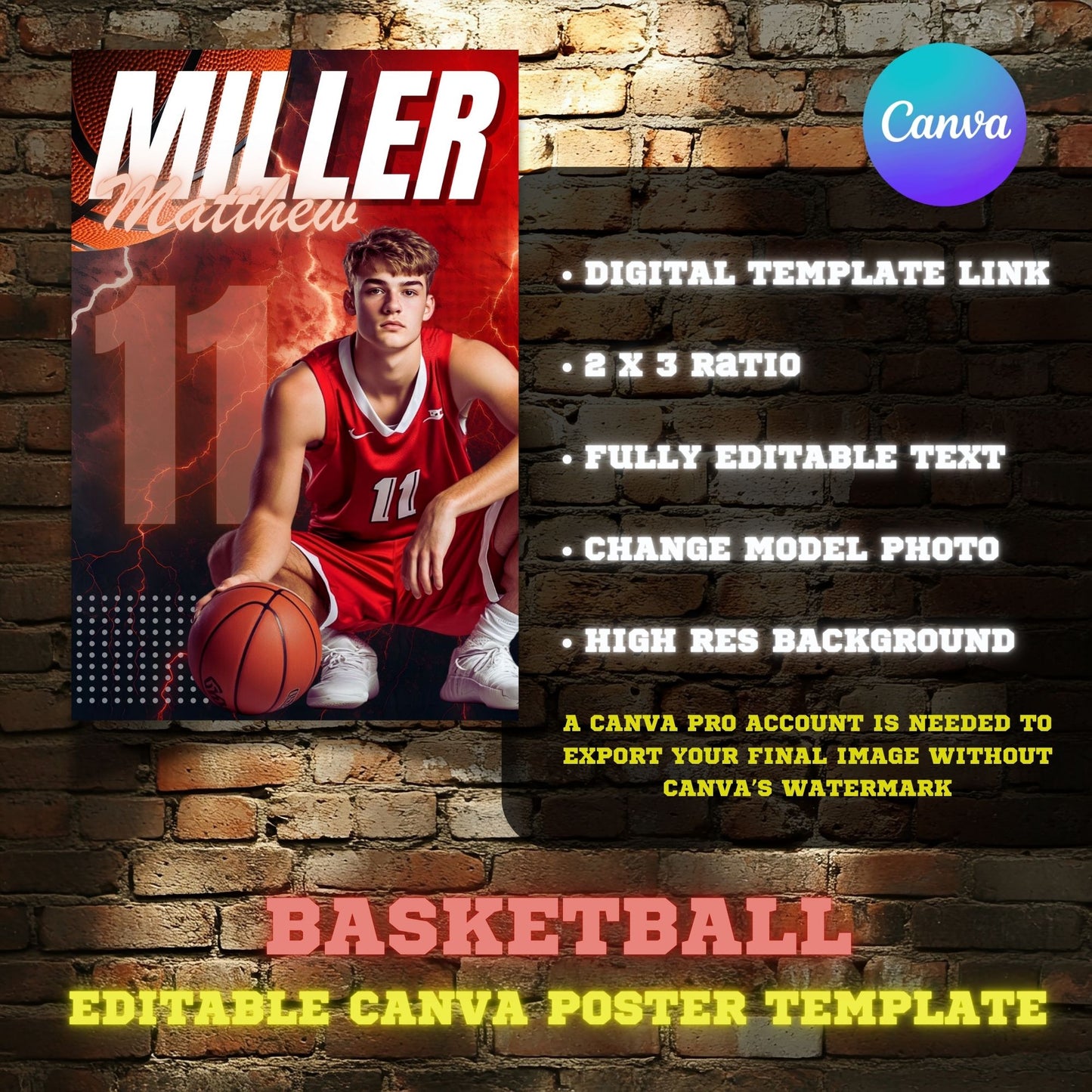 Basketball Canva Poster Template