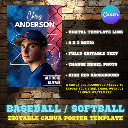 Baseball Canva Poster Template (Design 1)