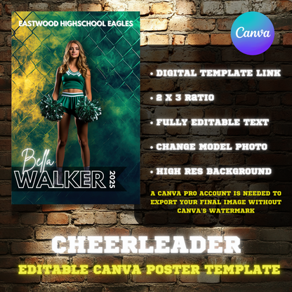 Cheerleader Canva Poster Template (FREE)