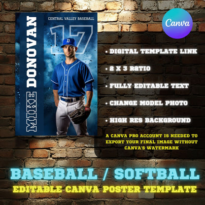 Baseball Canva Poster Template (Design 2)