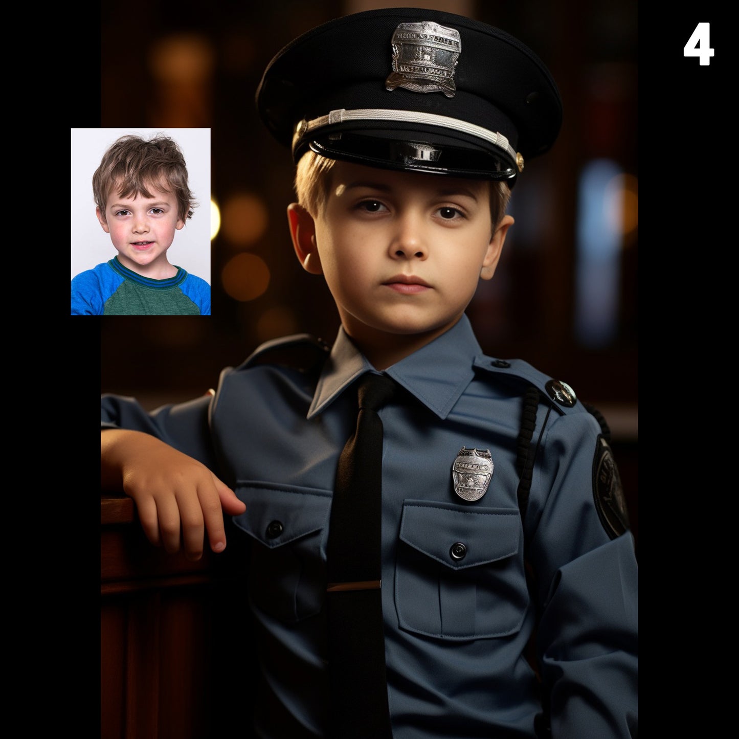 Boy Fireman Policeman Custom Portrait