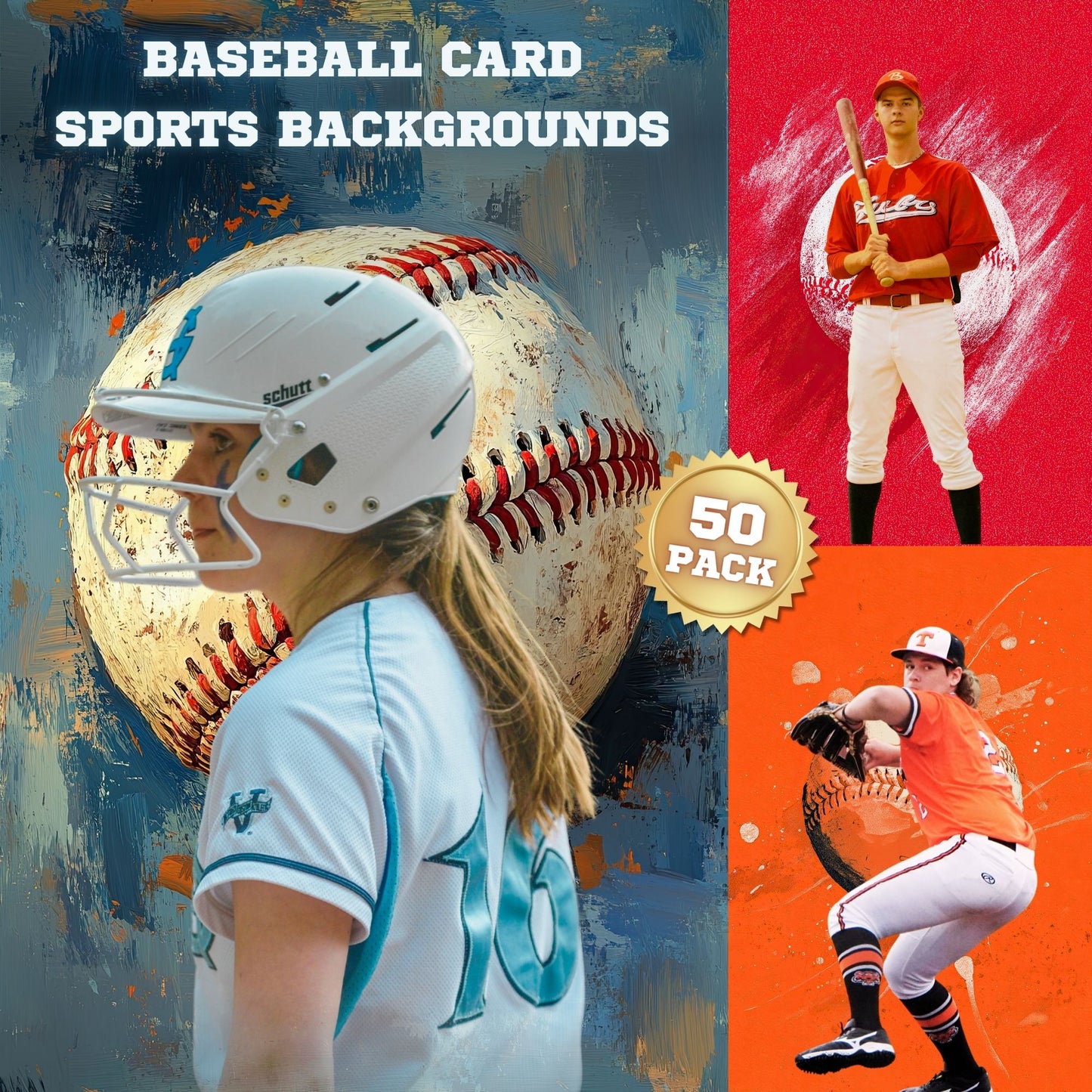 50 Baseball Card Sports Background Bundle