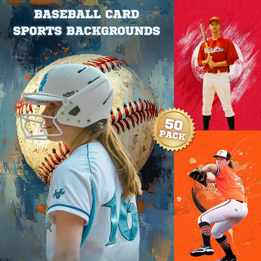 50 Baseball Card Sports Background Bundle