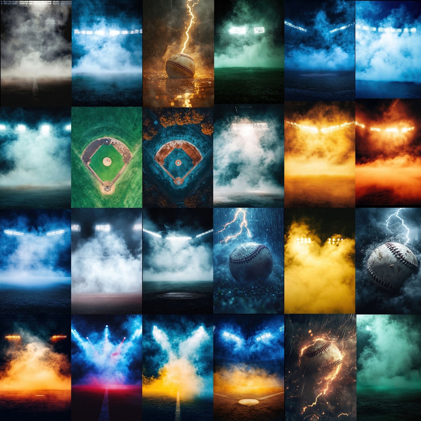 100 Baseball Smoke Sports Background Bundle