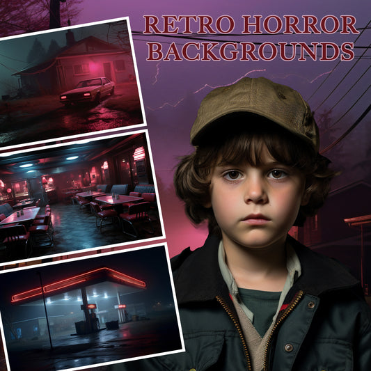 20 Retro Horror Town Background Bundle