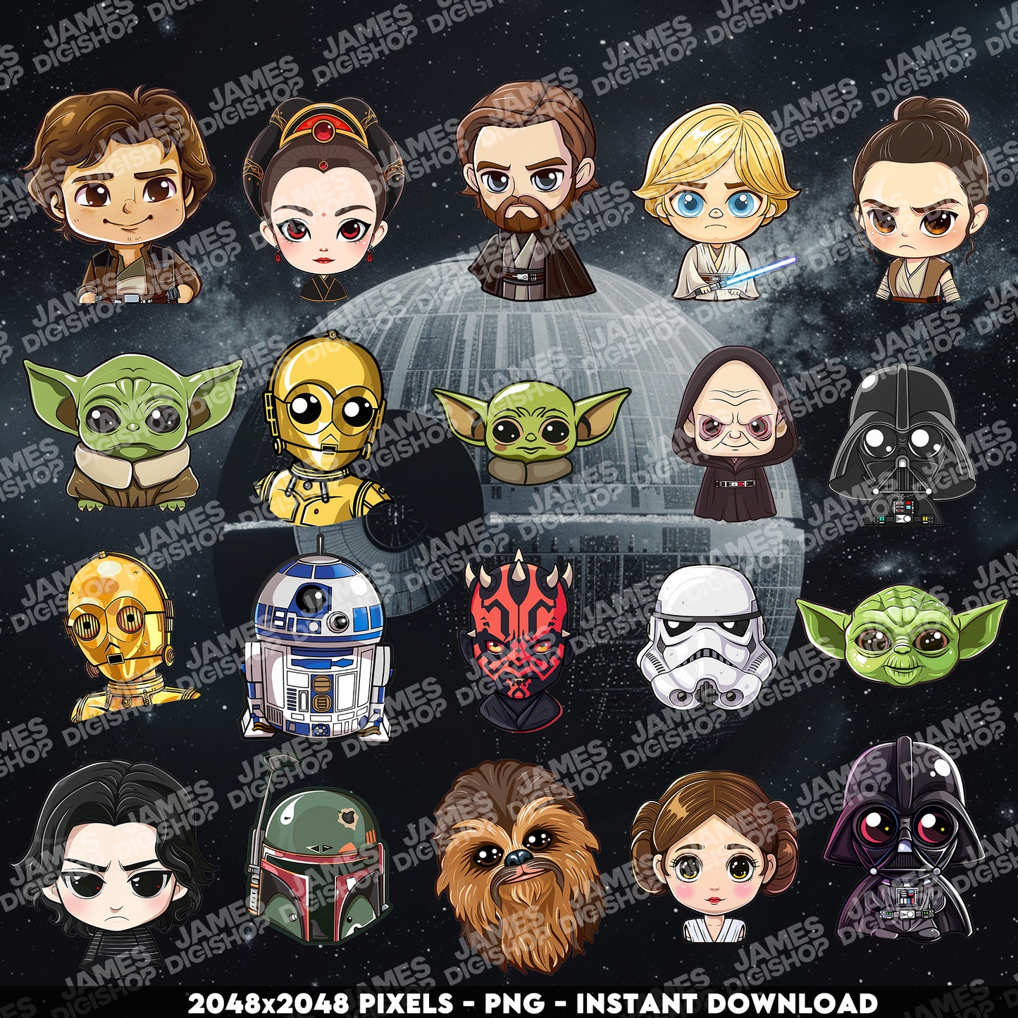 20 Space Wars Chibi Clipart Bundle