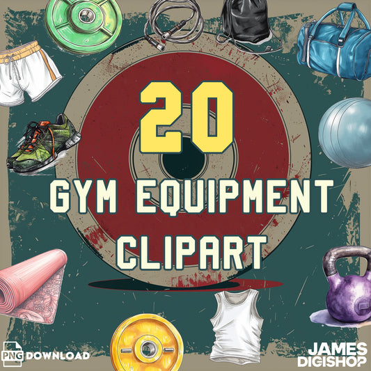 20 Gym Equipment Clipart Bundle