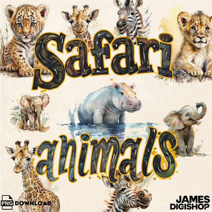 20 Safari Animals Clipart Bundle