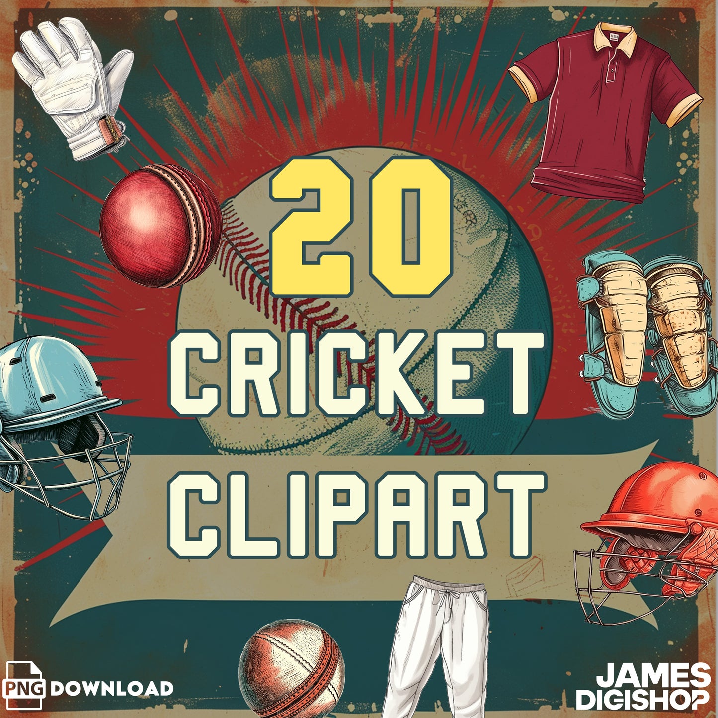 20 Cricket Sport Clipart Bundle