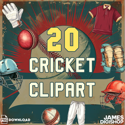 20 Cricket Sport Clipart Bundle