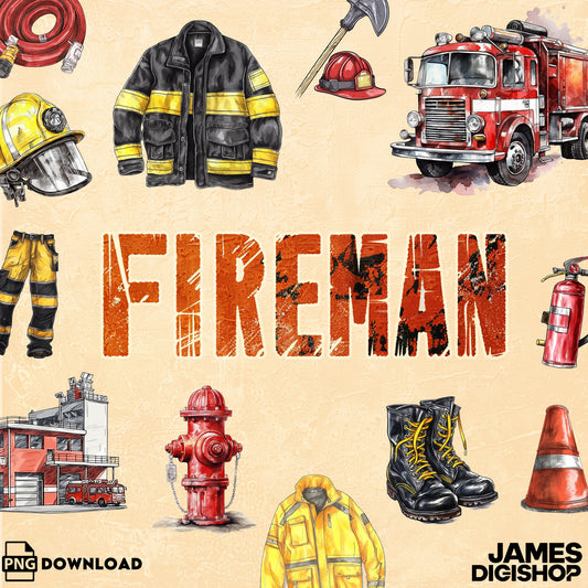 20 Fireman Clipart Bundle