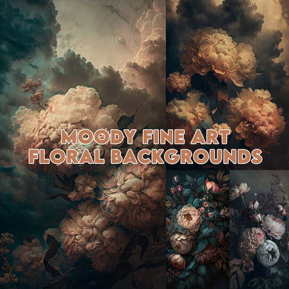 20 Moody Fine Art Floral Background Bundle