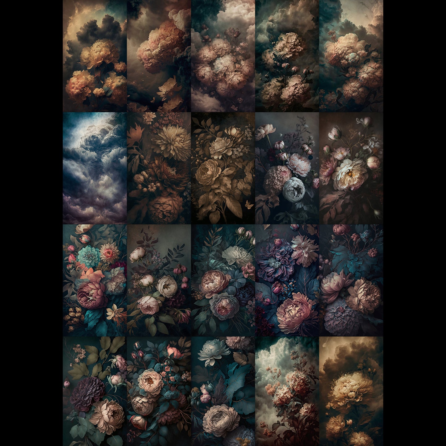 20 Moody Fine Art Floral Background Bundle