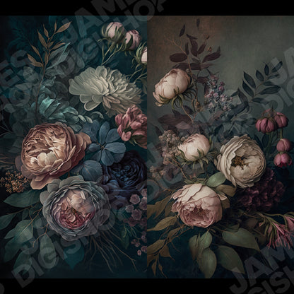 20 Moody Fine Art Floral Background Bundle