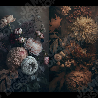 20 Moody Fine Art Floral Background Bundle