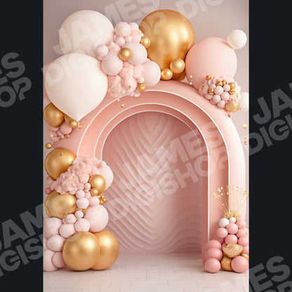 20 Pink and Gold Balloon Arches Background Bundle