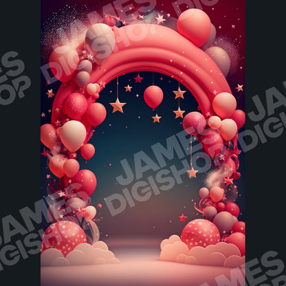 20 Pink and Gold Balloon Arches Background Bundle