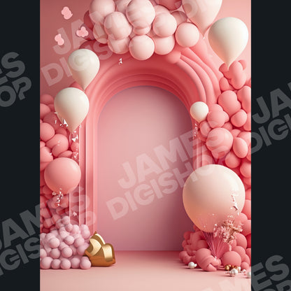 20 Pink and Gold Balloon Arches Background Bundle