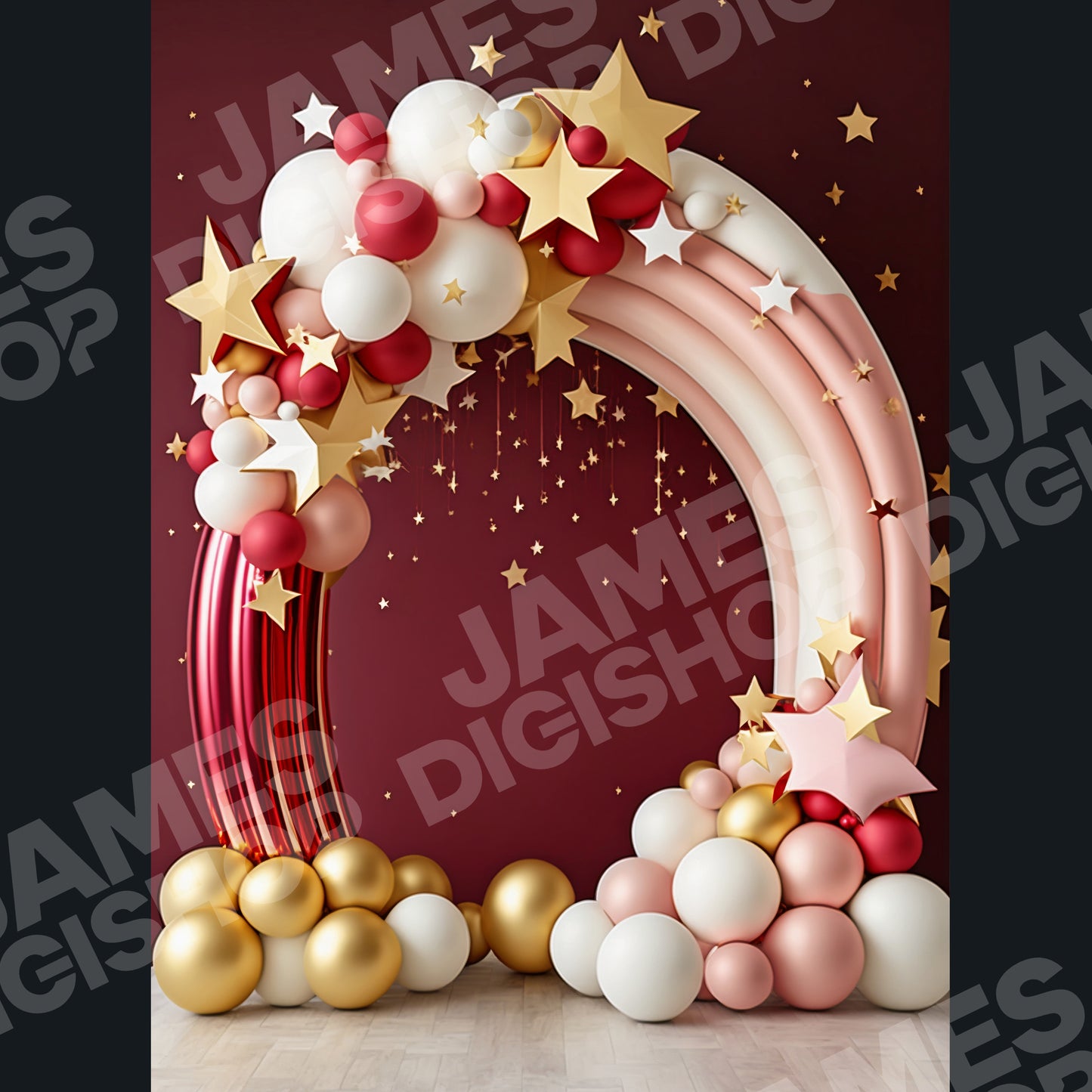 20 Pink and Gold Balloon Arches Background Bundle