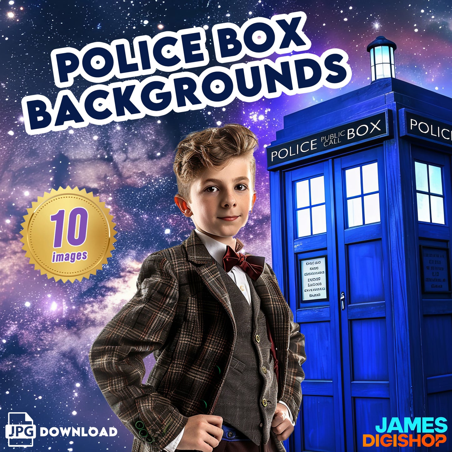 10 Police Box Digital Background Bundle