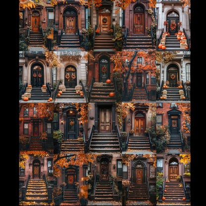 20 New York Brownstone Background Bundle