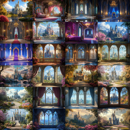 60 Princess Castle Background Bundle