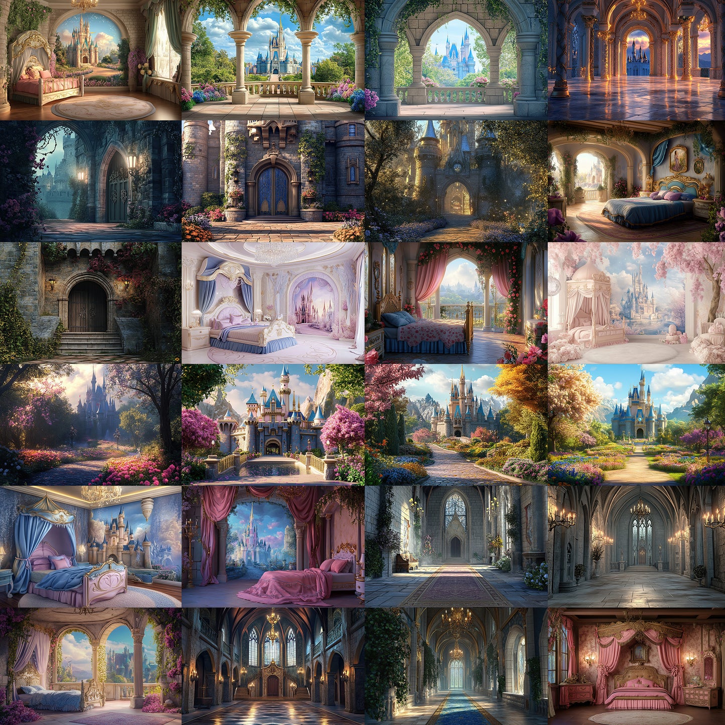 60 Princess Castle Background Bundle