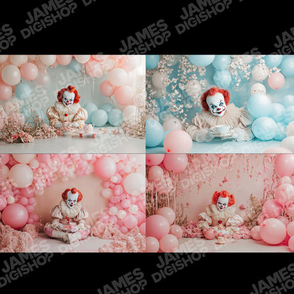 10 Scary Clown Tea Party Background Bundle