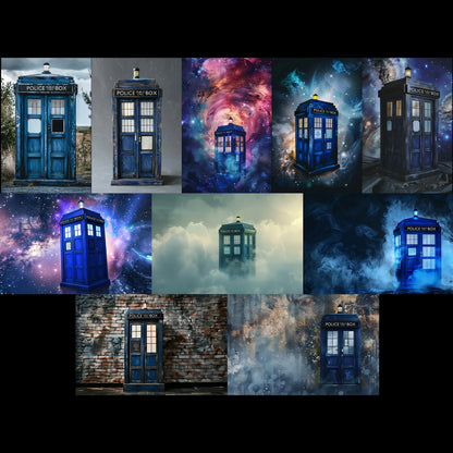 10 Police Box Digital Background Bundle