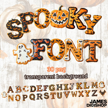 30 Halloween Cookies Alphabet Clipart Bundle