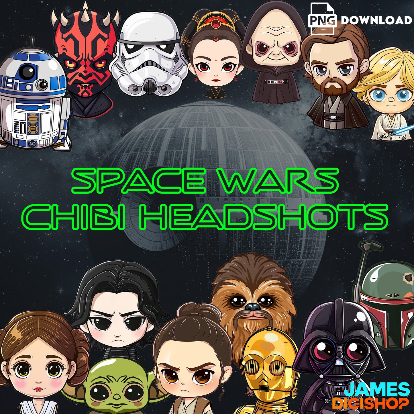 20 Space Wars Chibi Clipart Bundle