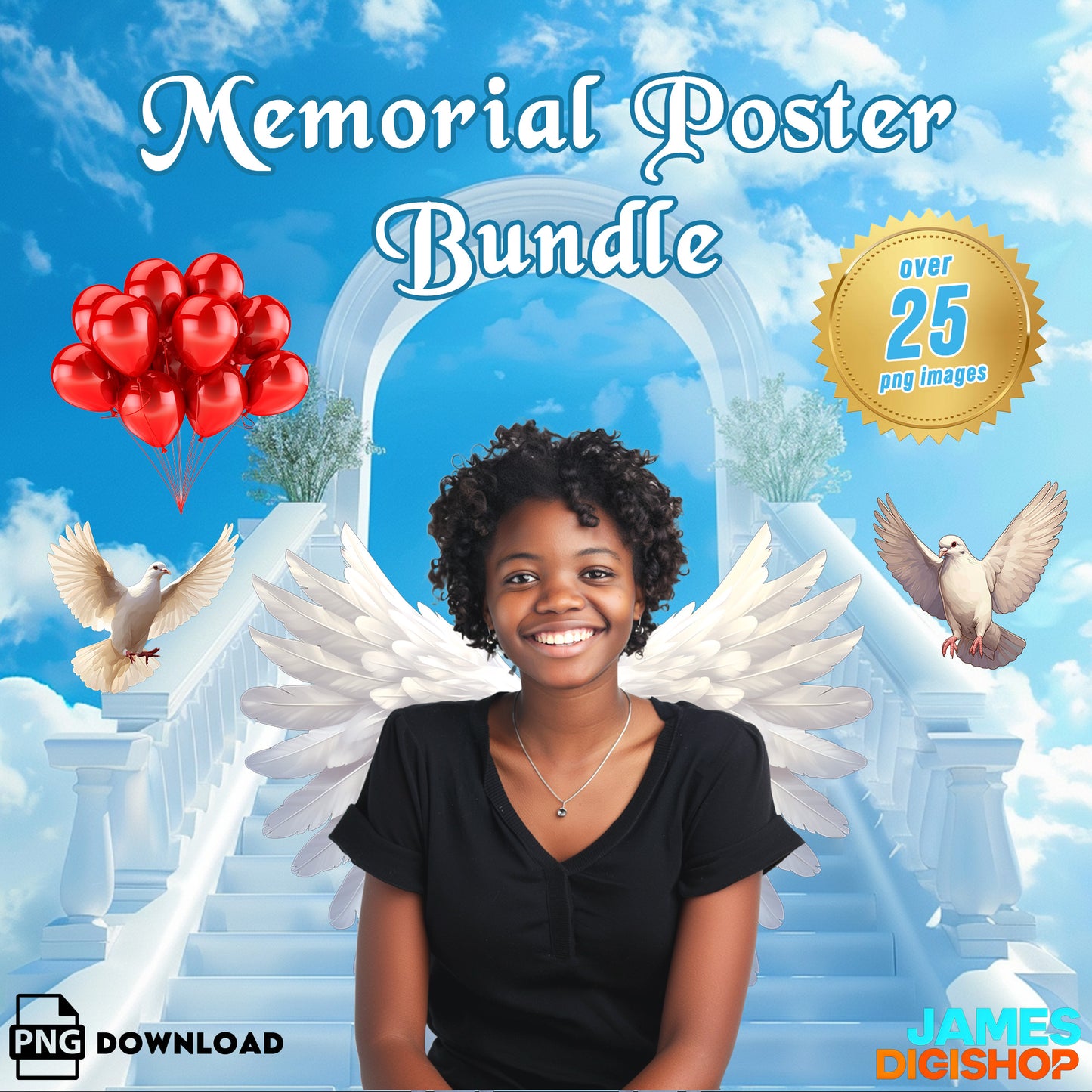 Blue Memorial Poster Digital Bundle