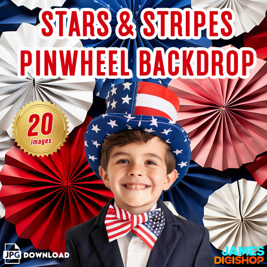 20 Stars and Striped Pinwheel Digital Background Bundle