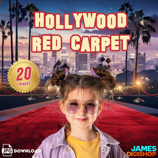 20 Hollywood Red Carpet Digital Background Bundle